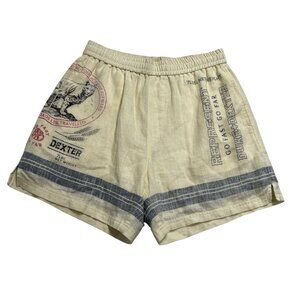 Represent x Duke + Dexter Mountain Lion Faded Print Ramie Shorts in Cream